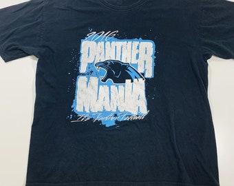 Carolina Panther Mania NFL Football Black Crew Neck T-Shirt Size Large