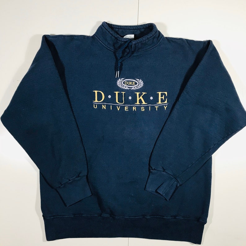 Vintage 90s Duke Blue Devils Blue Collared Sweatshirt Embroidered Size Woman/'s Large