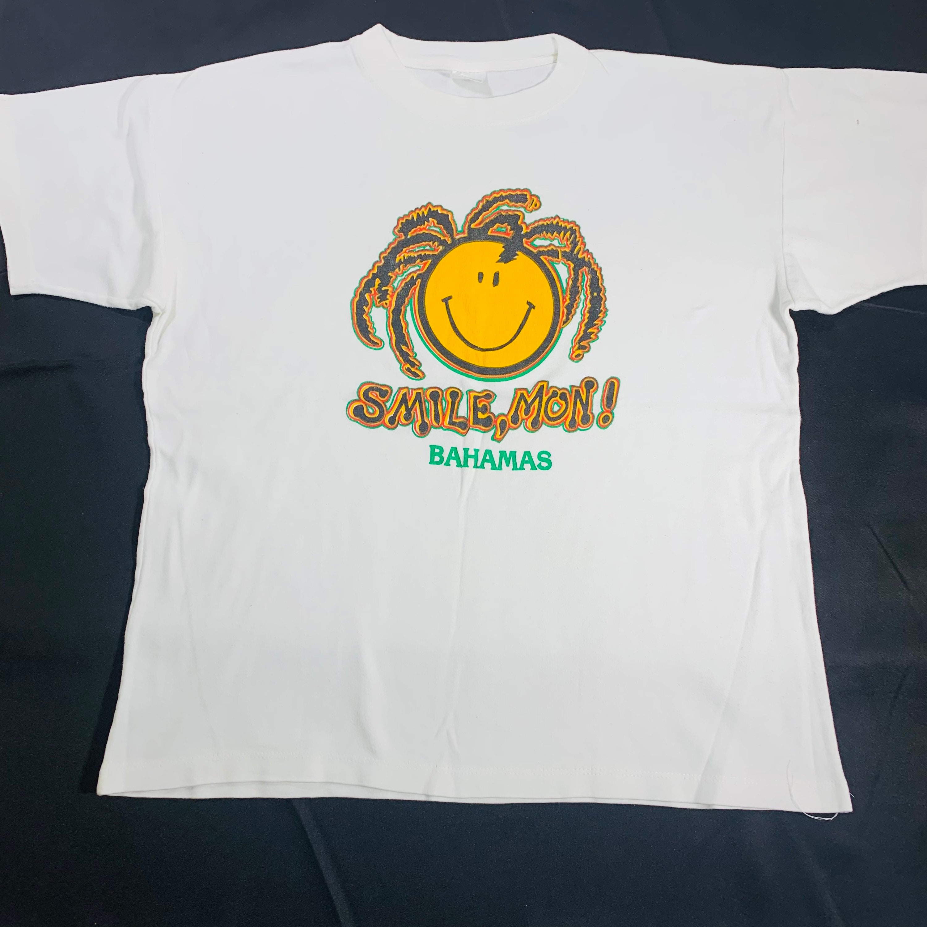 Vintage 90s Bahamas Smile Mon Rasta Smiley Face White Crew - Etsy