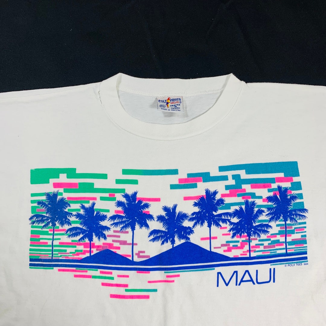 Vintage 1984 Maui 80s Design Palm Trees White Crew Neck - Etsy