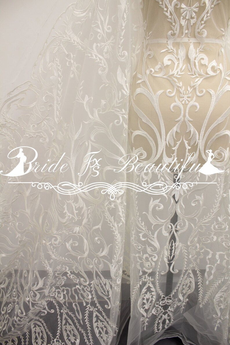white wedding lace fabric