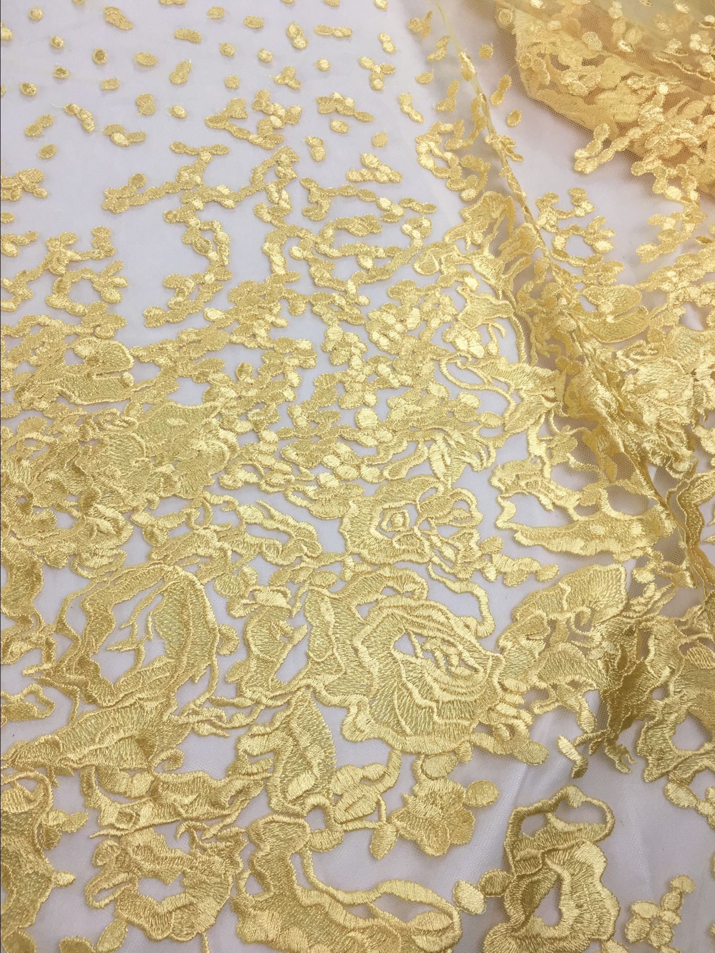 Yellow Color Lace Fabric.Elegant Embroidery Lace Fabric Etsy