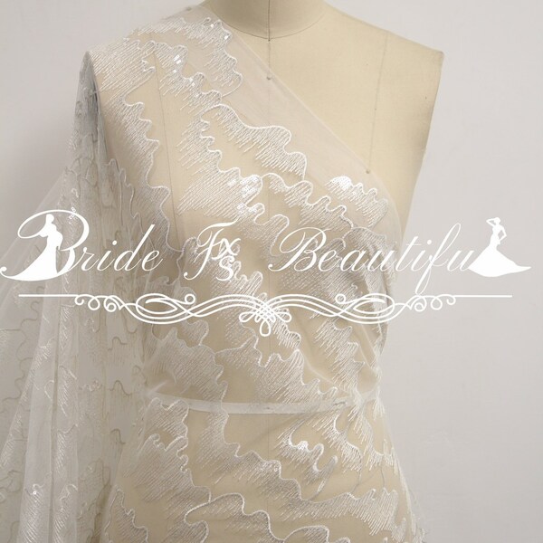 Luxurious Bridal Dress Fabric Embroidered Lace Fabric For DIY Dress And  Eveing Dress.Fashion Lace Fabric For The Haute Couture Dress.