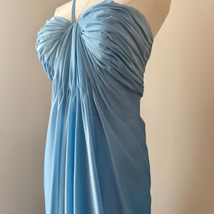 antique blue bridesmaid dresses Straps Misty Blue Tiered Ruffles Long Bridesmaid Dress  FancyVestido