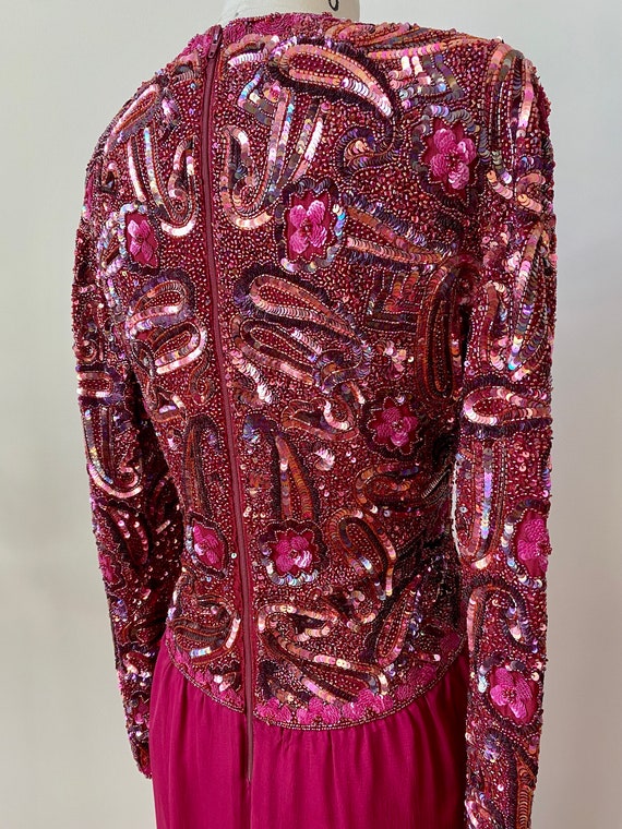 Vintage 80s Designer Pink Silk Dress | Glamorous … - image 4