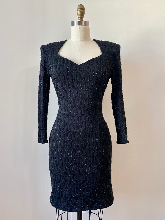 Vintage 1990s Minimalist Black Mesh Dress | Spark… - image 9