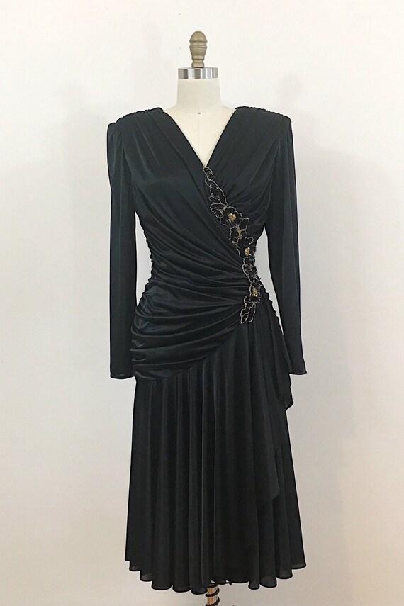 sequin wrap dress black