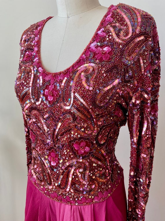 Vintage 80s Designer Pink Silk Dress | Glamorous … - image 3