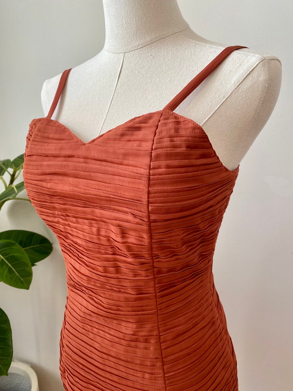 Vintage 80s does 50s Bombshell Pink Pleated Mini … - image 5