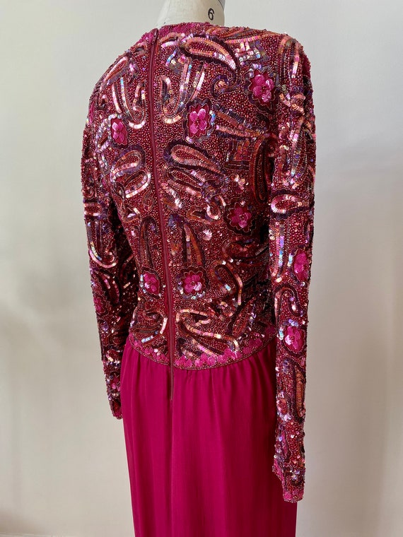 Vintage 80s Designer Pink Silk Dress | Glamorous … - image 8