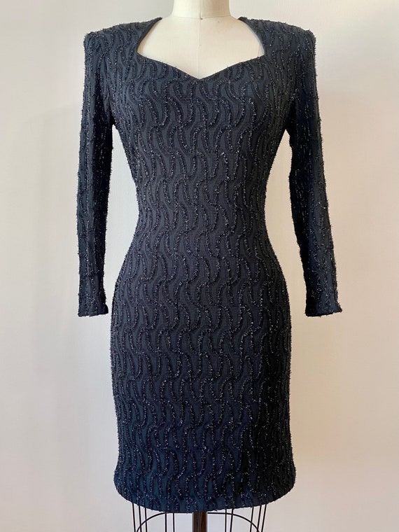 Vintage 1990s Minimalist Black Mesh Dress | Spark… - image 3