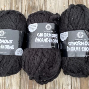 Discontinued Ginormous Yarn by Loops & Threads, 3 New Full Skeins Available, Black, Price Per Skein