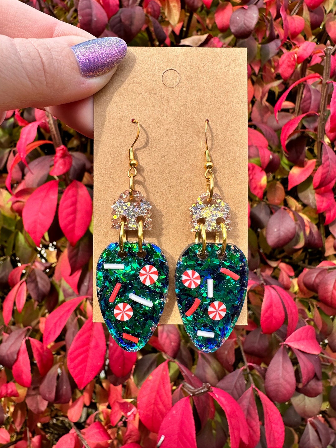 Christmas Light Earrings / Christmas Earrings / Holiday Etsy