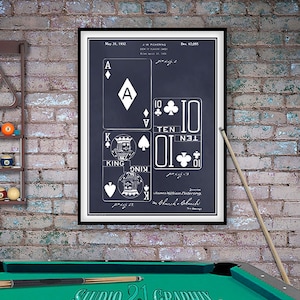 Jeu de cartes de 1932, impression brevet, oeuvre d'art pour salle de jeux, cadeau poker, décoration de salle de jeux, art du rami solitaire casino blackjack - SKU TGPP10