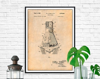 1966 Gemini Space Capsule Patent Print, Astronaut Art, NASA, US Space Program, Space Art, Aerospace Engineer,  Engineer Gift, Outer Space