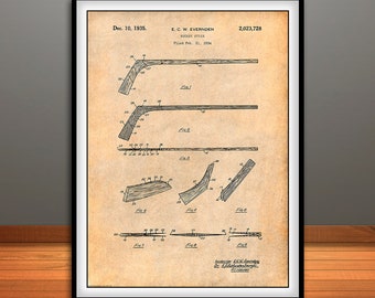 1934 Hockey Stick Patent Print