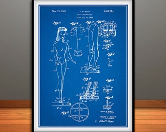 1959 Barbie Doll Toy Patent Print, Mattel Toys, Kids, Nursery Decor, Kids Room, Girls Gift, Toy Wall Art, Girls Room Decor, Gifts for Her