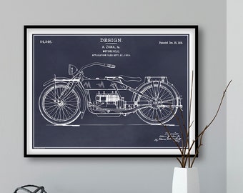 1919 Harley Davidson Motorcycle Patent Print, W S Harley, Harley Print, Harley Davidson Art, Motorcycle Art, Biker Art, Motorcycle Gift