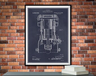 1919 Chevrolet Internal Combustion Engine Patent Print, Chevrolet Art, Automotive Art, Chevy Engine, Garage Decor, Garage Art, Mechanic Gift