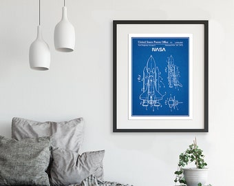 1975 Space Shuttle Patent Print, Space Shuttle Poster, Astronaut Art, NASA, US Space Program, Space Art, Aerospace Engineer,  Engineer Gift
