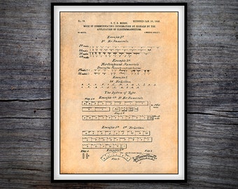 1848 Morse Code Patent Print, Telegraph Art, Communication Decor, Telegraph Invention Gift, Science Art, Engineer Gift, Morse Code Decor