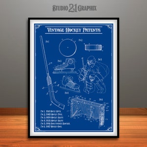 Vintage Hockey Patents Poster, Hockey Wall Art Boys Room Decor image 3