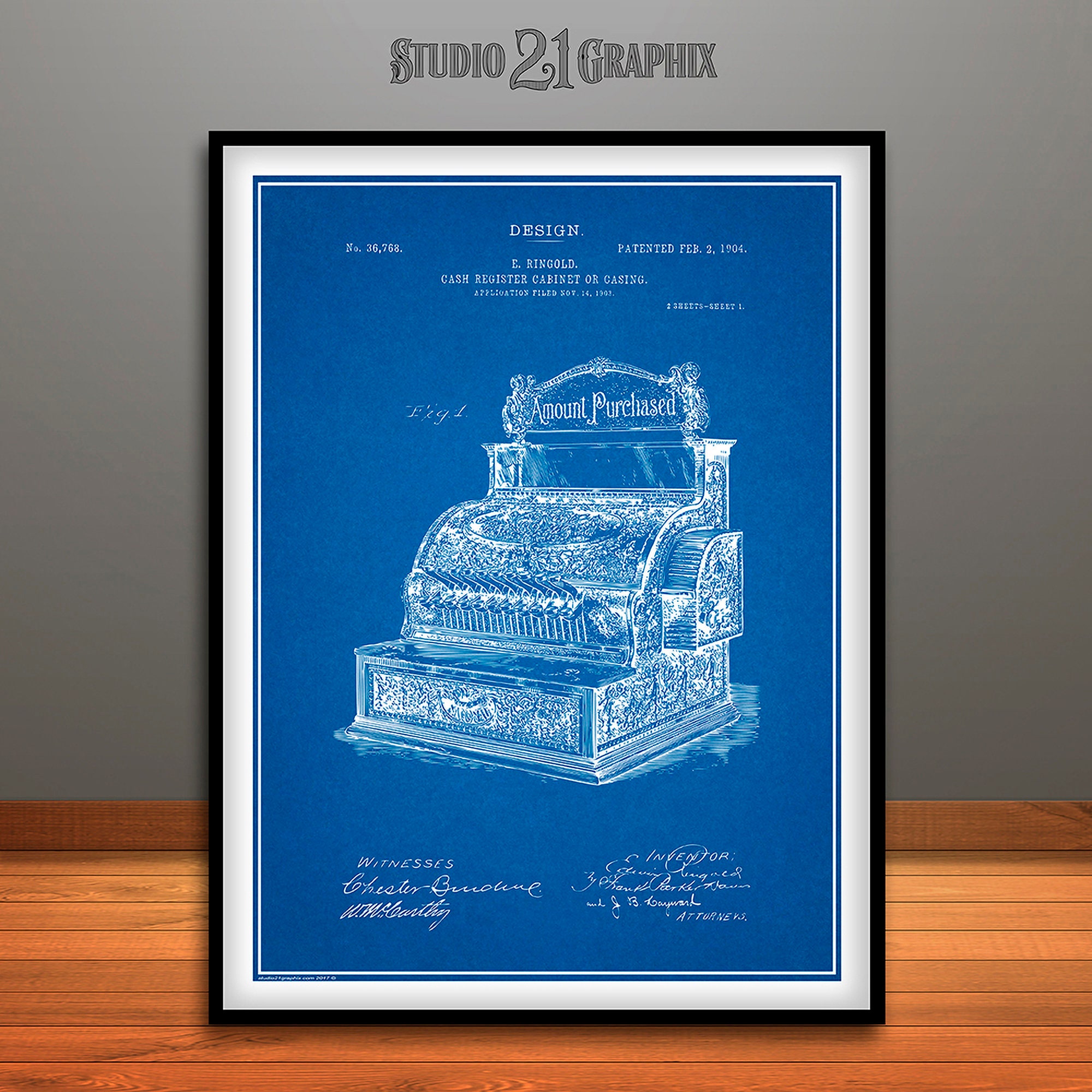 1904 National Antique Brass Cash Register Patent Print | Etsy