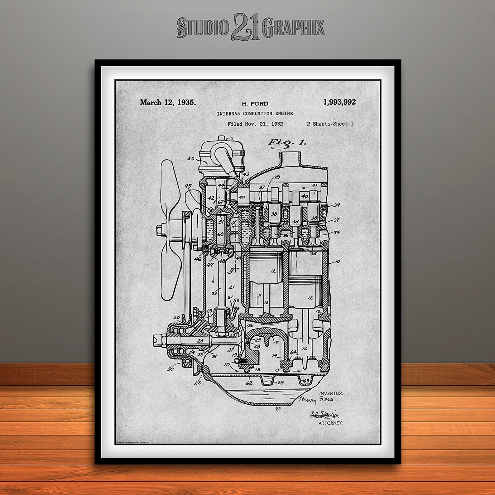 1932 Henry Ford Engine Patent Print Henry Ford Patent Print | Etsy