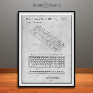 Steve Jobs Apple Computer Keyboard Patent Apple Computer Art - Etsy