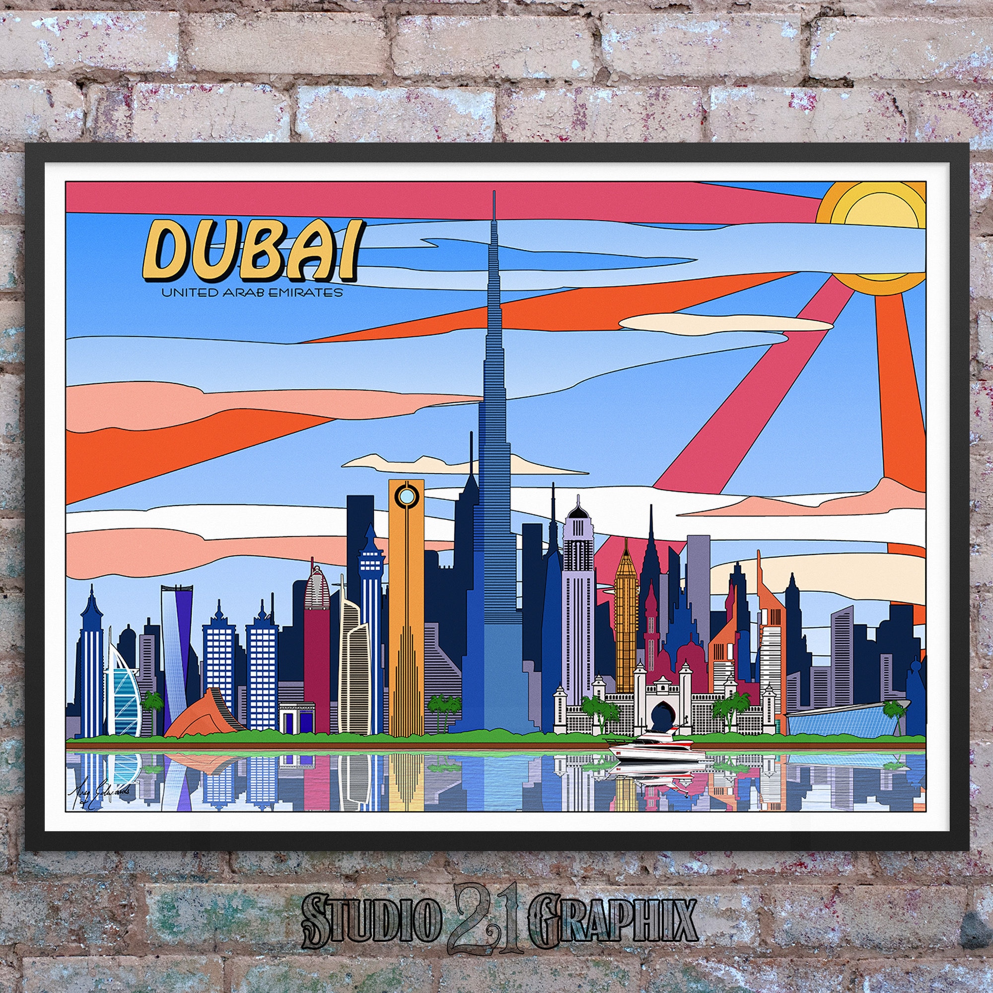 Dubai POPART UAE City Skyline Print Poster Wall Art Etsy