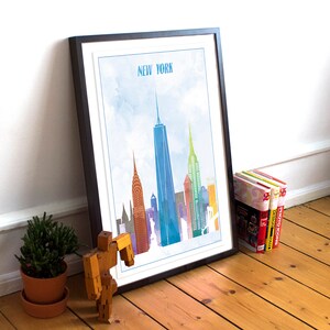 New York City Watercolor Art Print Wall Art Travel Decor - Etsy