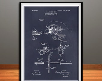 1906 Double Cigar Cutter  Patent Print, Tobacco, Smokers Gift, Smoke Shop Decor, Cigar Wall Art, Cigar Decor, Smoke Art, Cuban Cigars