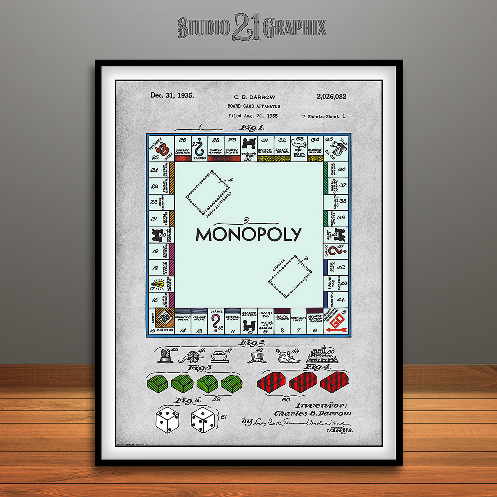MONOPOLY Colorized Patent Print Monopoly Poster Monopoly Etsy