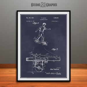 1965 Skateboard Brake Patent Print blackboard