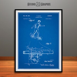 1965 Skateboard Brake Patent Print blueprint