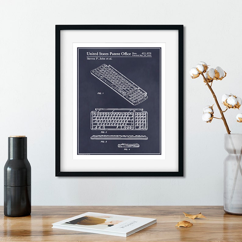 Steve Jobs Apple Computer Keyboard Patent Apple Computer Art | Etsy
