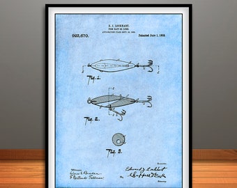 1909 Lockhart Antique Fishing Lure Patent Print, Fisherman Gift, Tackle,  Lure, Fishing Camp Wall Art, Fishing Tackle Art, Spoon, Trolling -   Canada