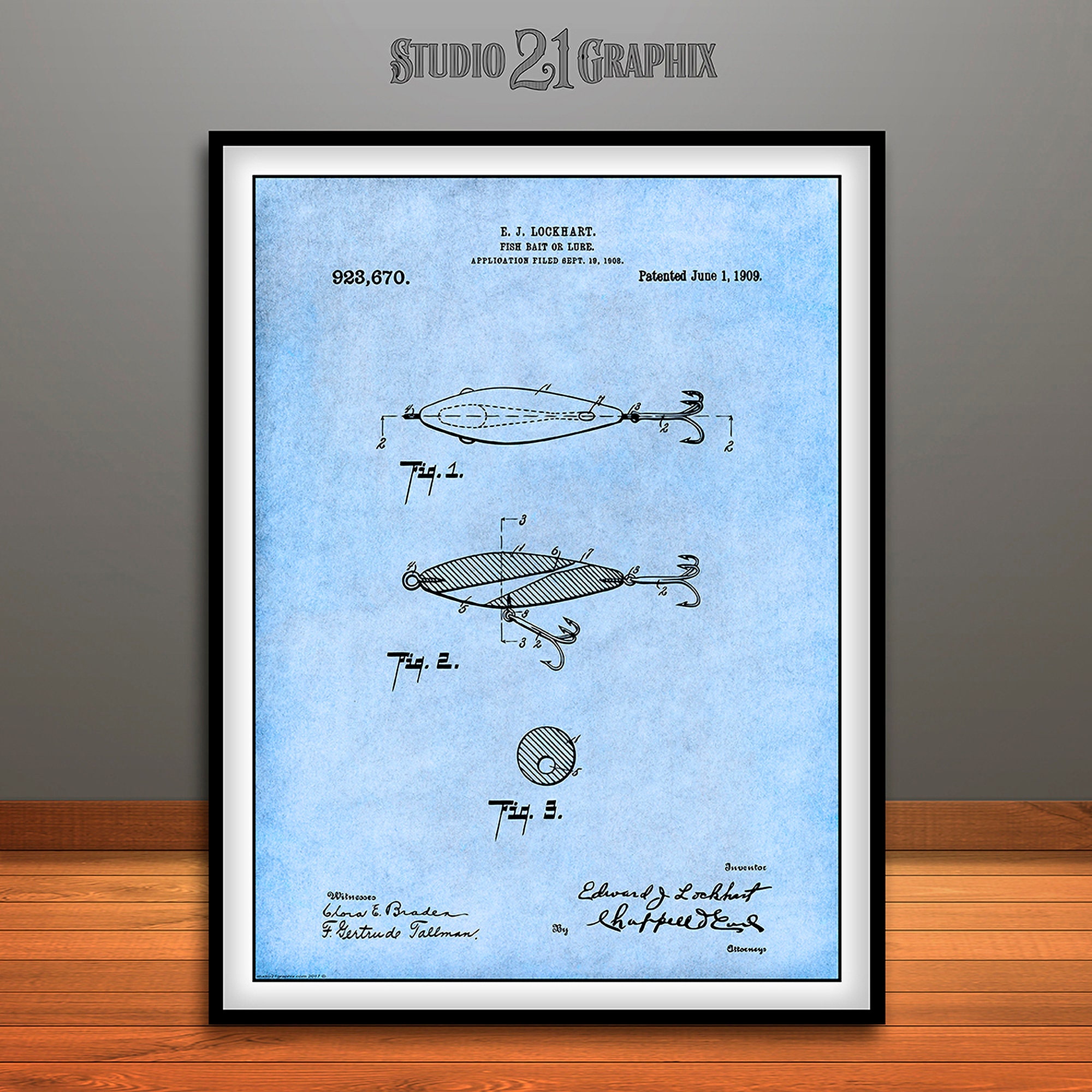 1909 Lockhart Antique Fishing Lure Patent Print, Fisherman Gift, Tackle,  Lure, Fishing Camp Wall Art, Fishing Tackle Art, Spoon, Trolling 