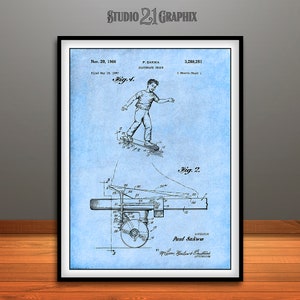 1965 Skateboard Brake Patent Print light blue