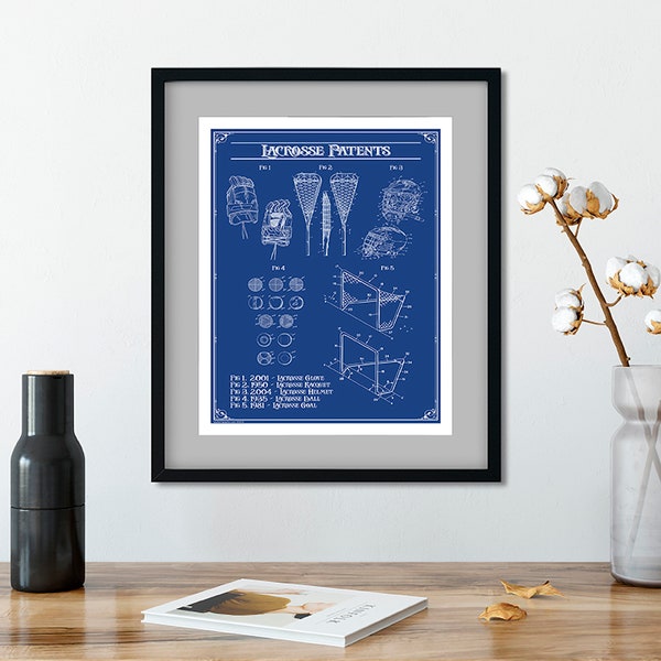 Lacrosse Patents Poster, Lacrosse Coach Gift Boys Room Decor