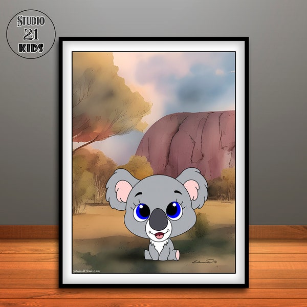 Australian Outback Cartoon Animal Prints, Nursery Gift, Toddler Wall Art