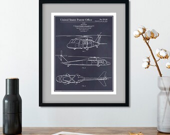1972 Sikorsky UH-60 Black Hawk Patent, Aviation Art, Helicopter Decor, Aviator Gift, Helicopter Art