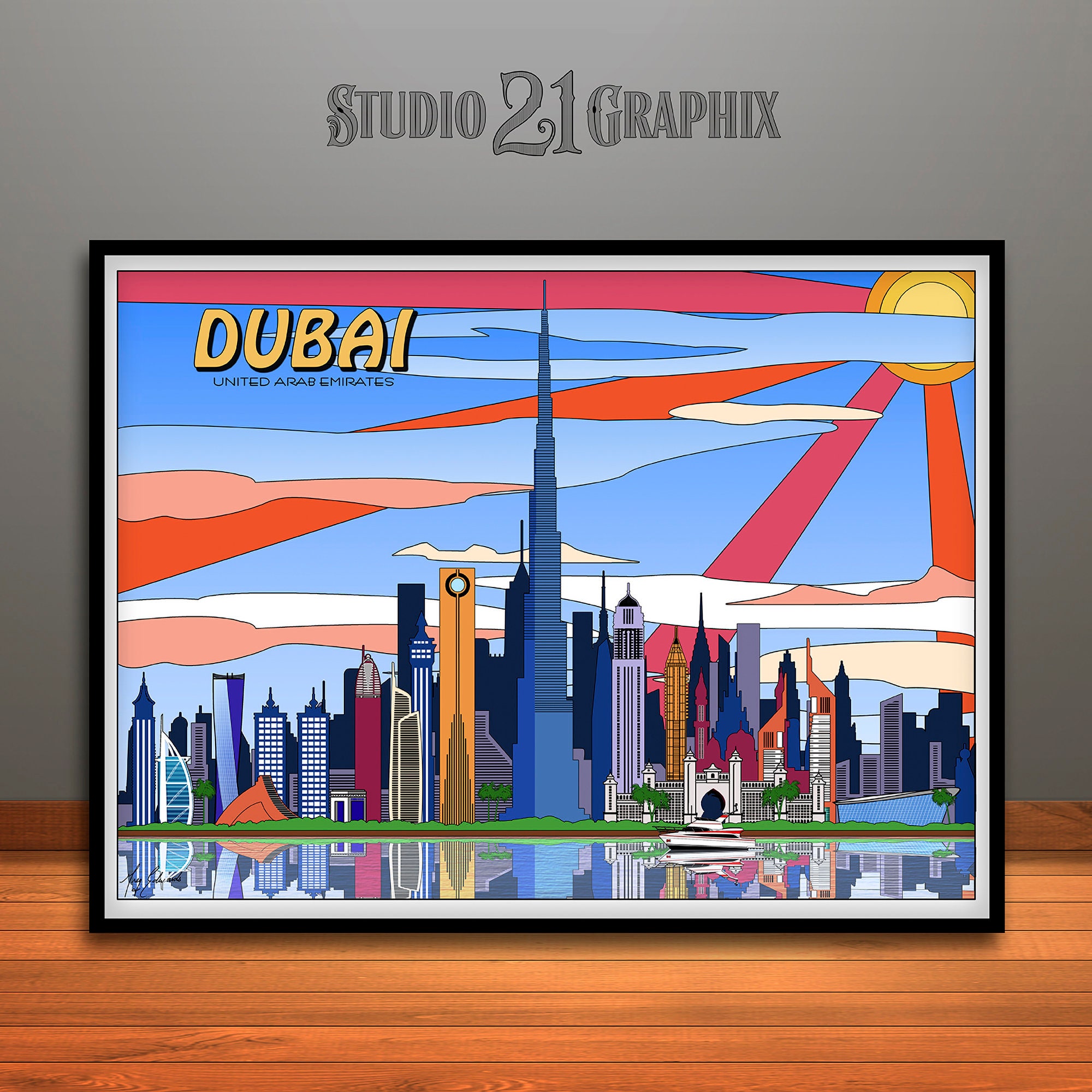 Dubai POPART UAE City Skyline Print Poster Wall Art Etsy