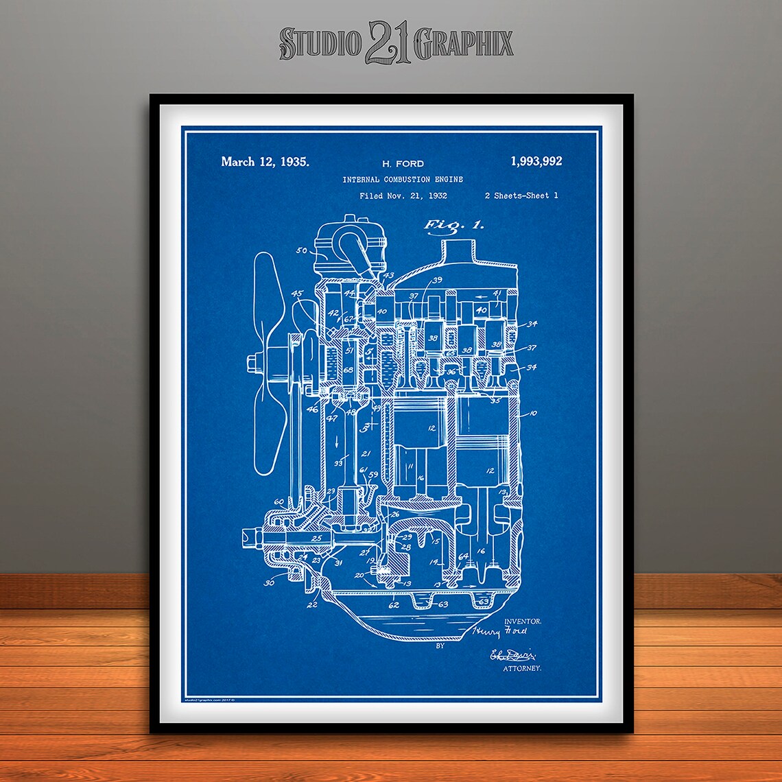 1932 Henry Ford Engine Patent Print Henry Ford Patent Print | Etsy