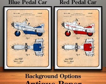 1954 Airplane Pedal Car - Murray Supersonic Jet Pedal Car Colorized Patent Print