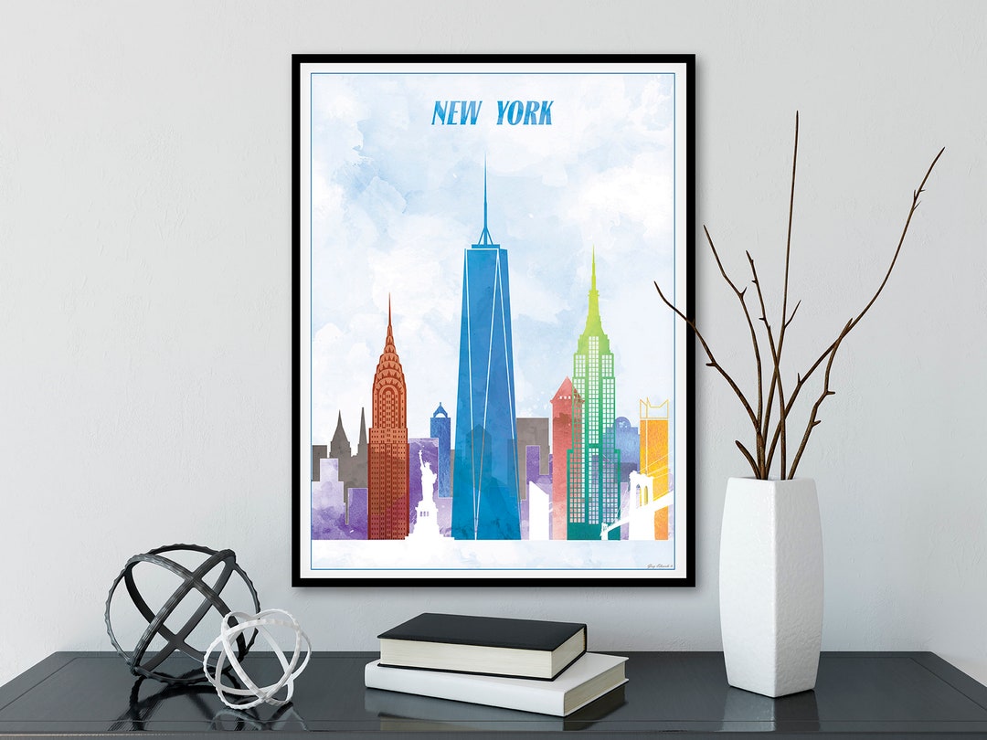New York City Watercolor Art Print Wall Art Travel Decor - Etsy