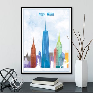 New York City Watercolor Art Print Wall Art Travel Decor - Etsy