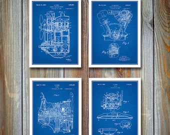 Henry Ford Patent Prints Set Of 4, Ford Gift, Ford Motors, Automotive Art, Mechanic Gift, Car Art, Ford Art, Garage Art, Garage Decor