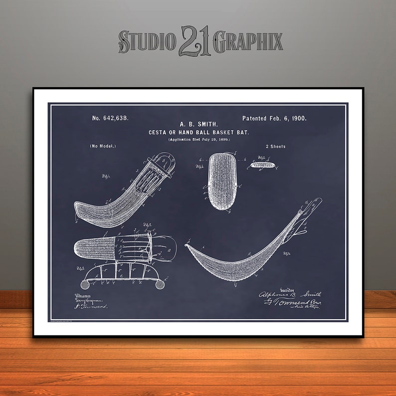 1900 Jai Alai Cesta Basket Patent Print Patent Print Jai Etsy 1900 Jai Alai Cesta Basket Patent Print Patent Print Jai Etsy