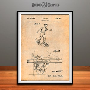 1965 Skateboard Brake Patent Print antique paper